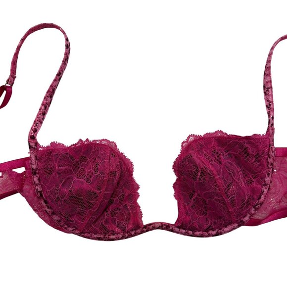 Victoria’s Secret Very Sexy Mermaid Lace Push-Up Bra 34C Pink Leopard Print NWOT - Picture 5 of 9